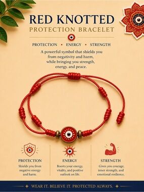 Red Knotted Protection Bracelet - Red Evil Eye Cord Bracelet